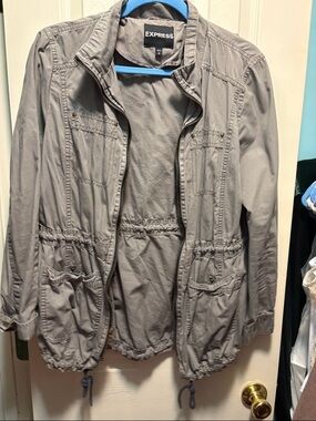 Express Light Olive Drawstring Utility Jacket